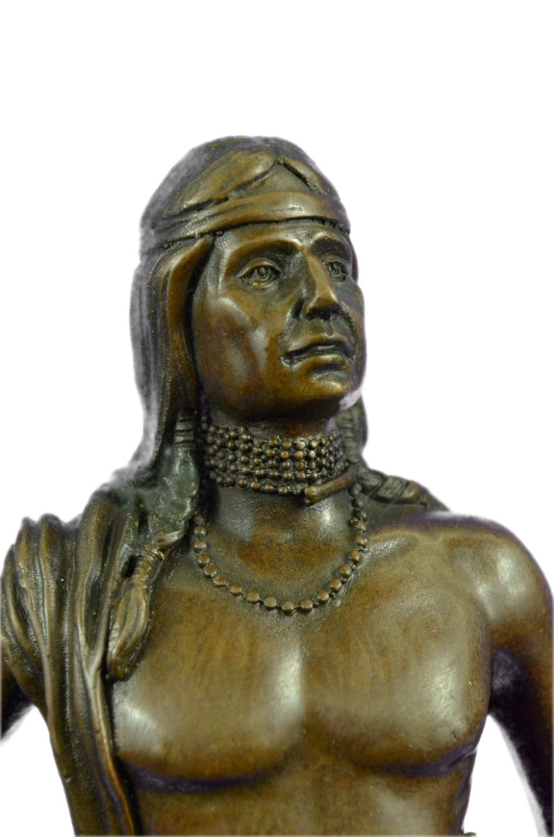 Bronze Marble Sculpture Statue Native American Indian Royal Family Lost Wax