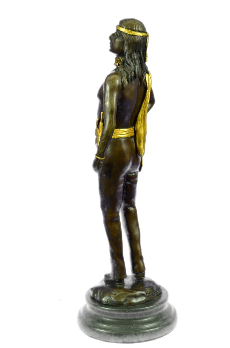 Native American Warrior Gild Bronze Sculpture  Museum Quality Artwork Figure Art