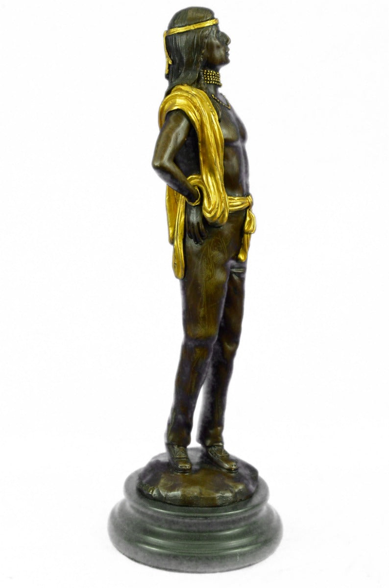 Native American Warrior Gild Bronze Sculpture  Museum Quality Artwork Figure Art