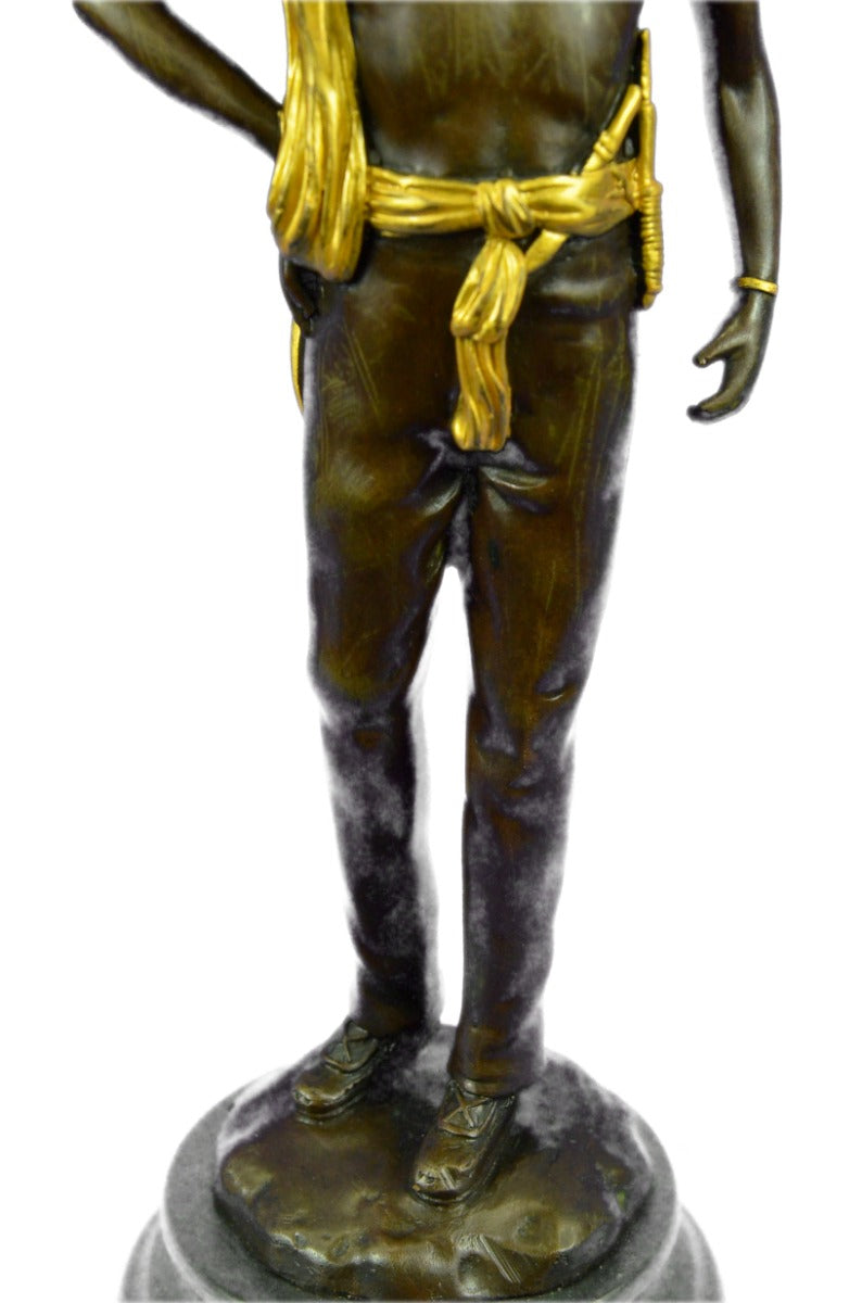 Native American Warrior Gild Bronze Sculpture  Museum Quality Artwork Figure Art