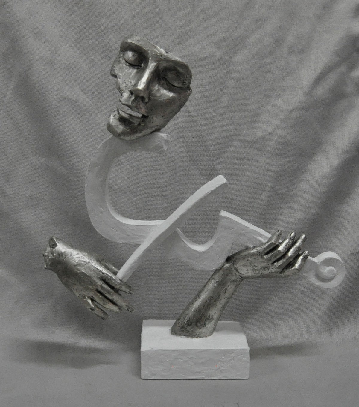 12" Height  Abstract American Male Violin Player Jazz Bronzed Sculpture Statue