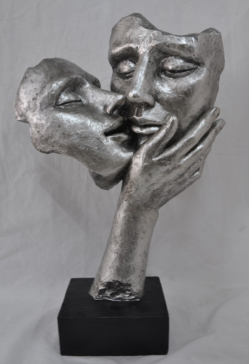 Abstract Couple Kissing In Embrace Cold Cast Bronze Sculpture figurine