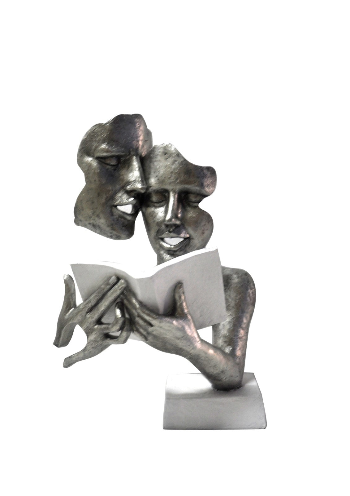 Ultra Modern Abstract Dali Style Couple with Book Bronze Effect Sculpture