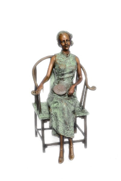 Signed Original 2010 Miguel Lopez Limited Edition Sexy Woman Seated Bronze Sculpture