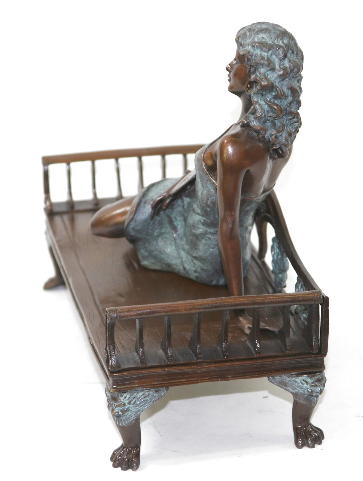Nude Lying Woman Statue Real Bronze Western Naked Female Sculpture with Marble Base
