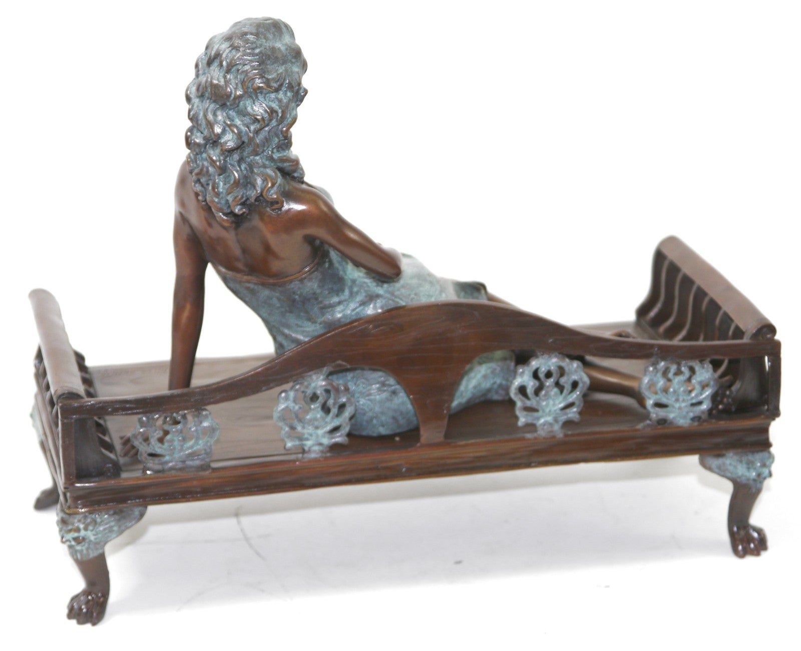 Nude Lying Woman Statue Real Bronze Western Naked Female Sculpture with Marble Base