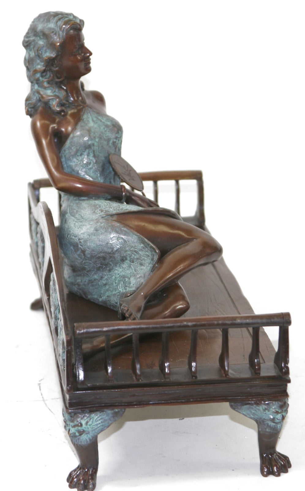 Nude Lying Woman Statue Real Bronze Western Naked Female Sculpture with Marble Base