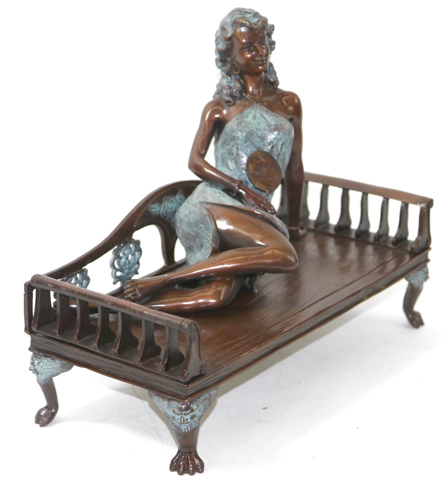 Nude Lying Woman Statue Real Bronze Western Naked Female Sculpture with Marble Base