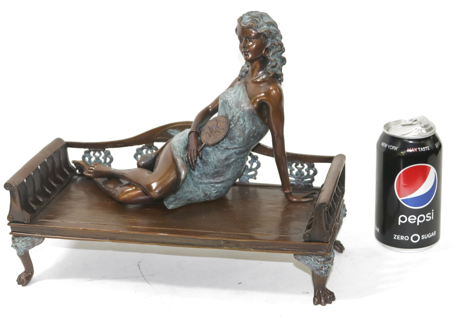 Nude Lying Woman Statue Real Bronze Western Naked Female Sculpture with Marble Base