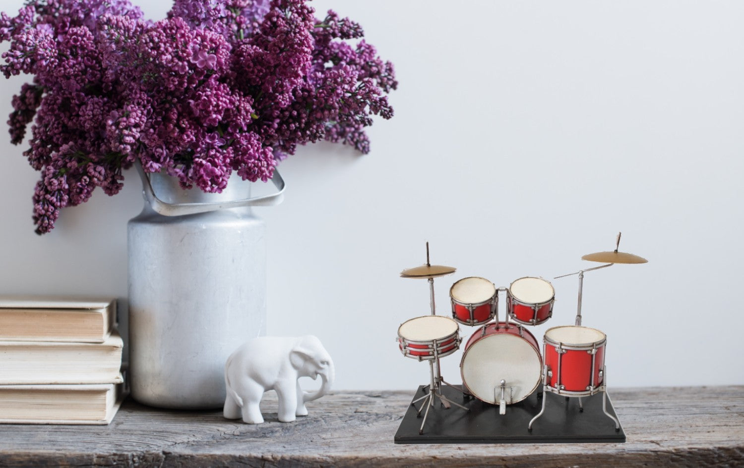 Miniature Music Drum Set Rock Band Musical Instrument Decor w/ Great Patina