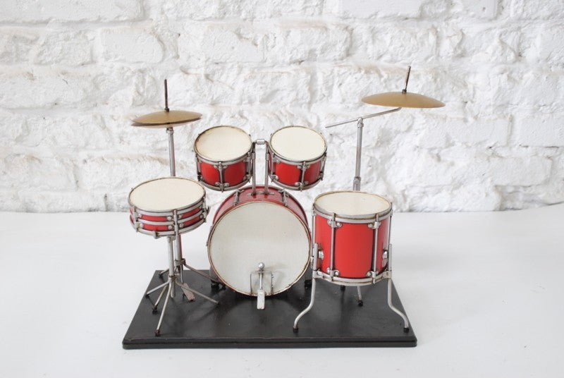 Miniature Music Drum Set Rock Band Musical Instrument Decor w/ Great Patina