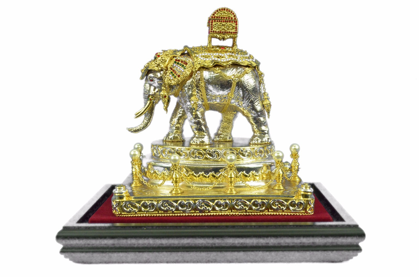 24K Gold and Silver Plated Bronze Sculpture Elephant Display Figurine Deal