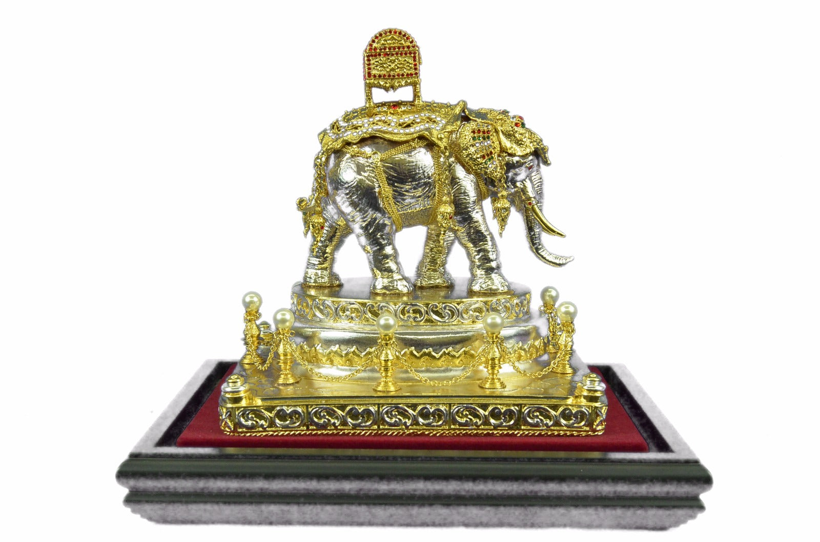 24K Gold and Silver Plated Bronze Sculpture Elephant Display Figurine Deal