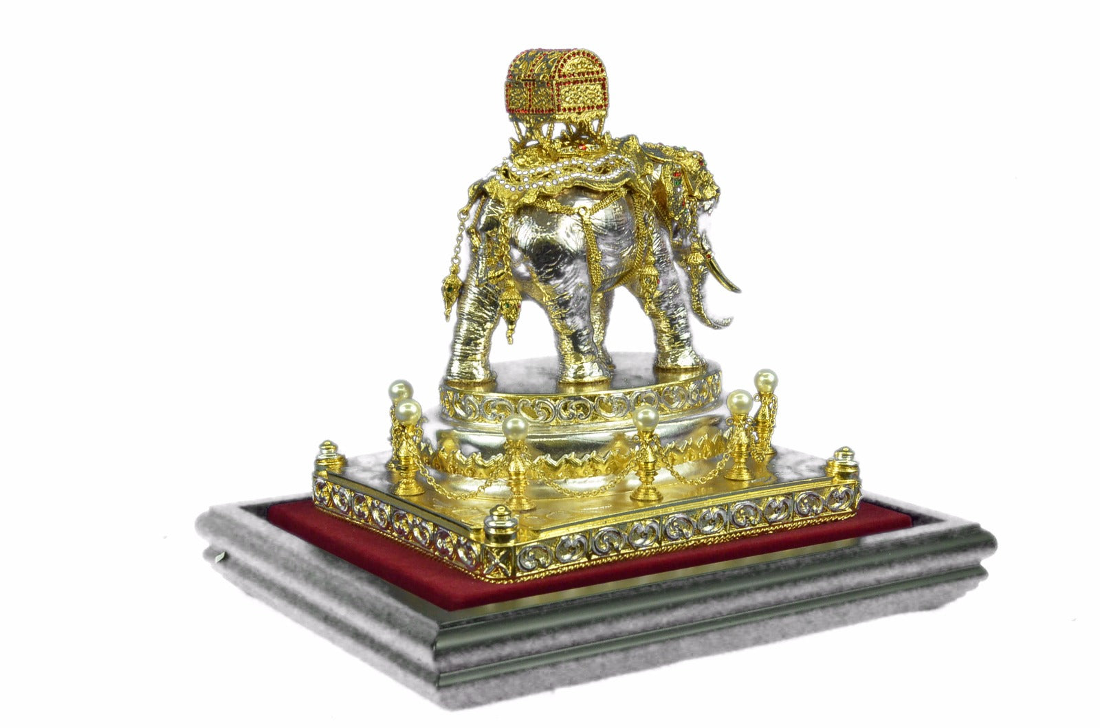 24K Gold and Silver Plated Bronze Sculpture Elephant Display Figurine Deal