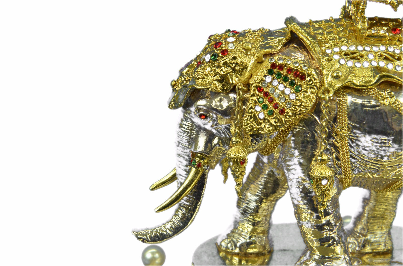 24K Gold and Silver Plated Bronze Sculpture Elephant Display Figurine Deal