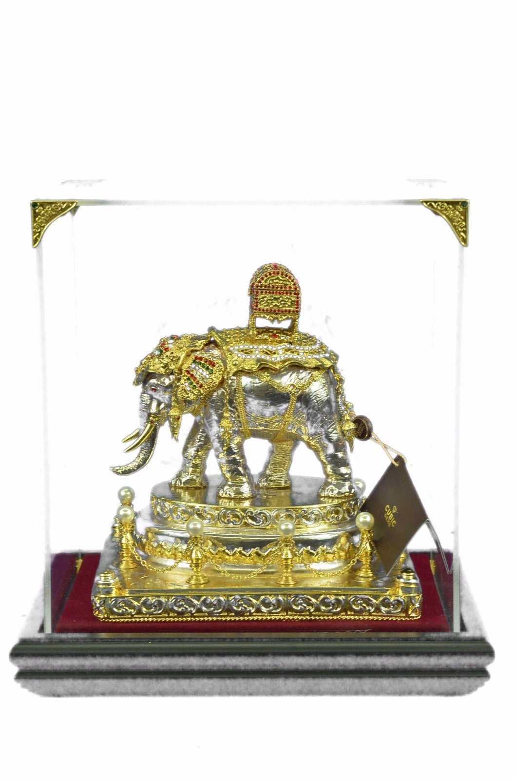 24K Gold and Silver Plated Bronze Sculpture Elephant Display Figurine Deal