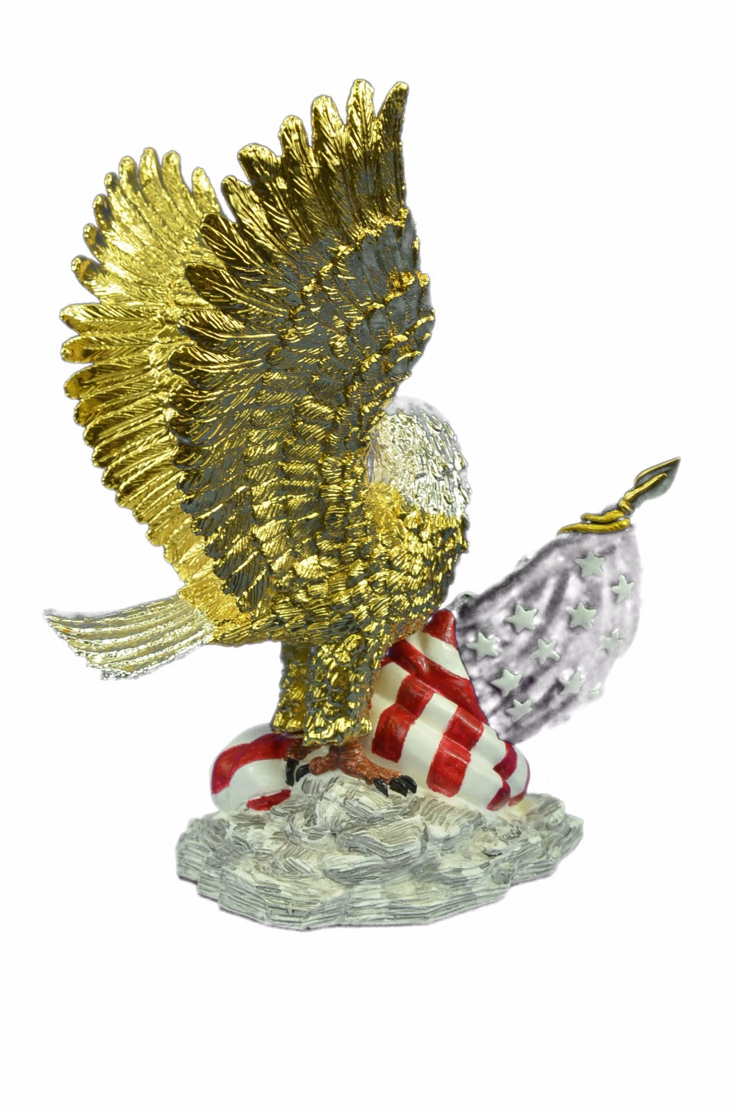 24K Gold Covered Bronze American Eagle with YSA Flag Sculpture Figurine Figure