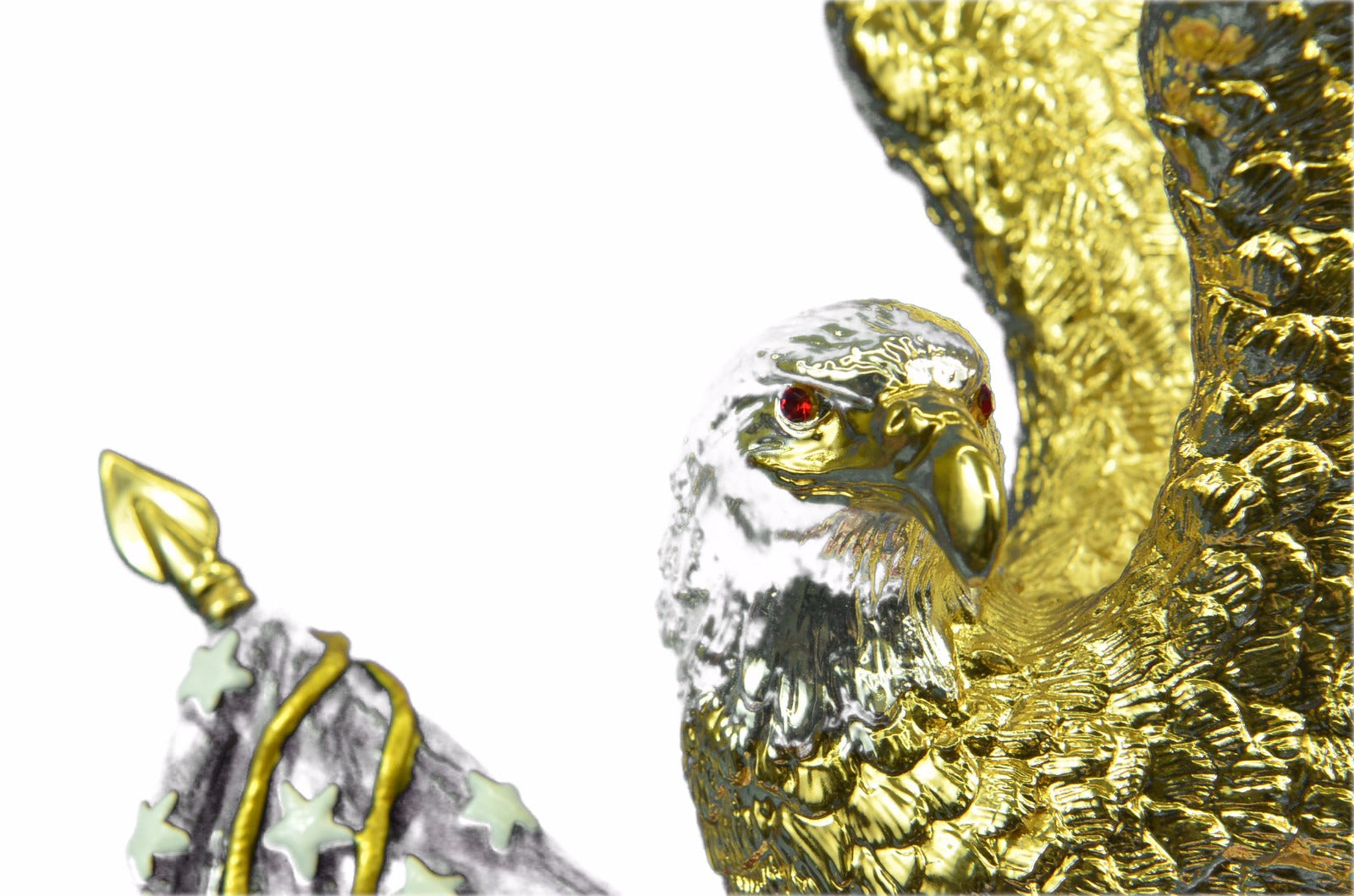 24K Gold Covered Bronze American Eagle with YSA Flag Sculpture Figurine Figure