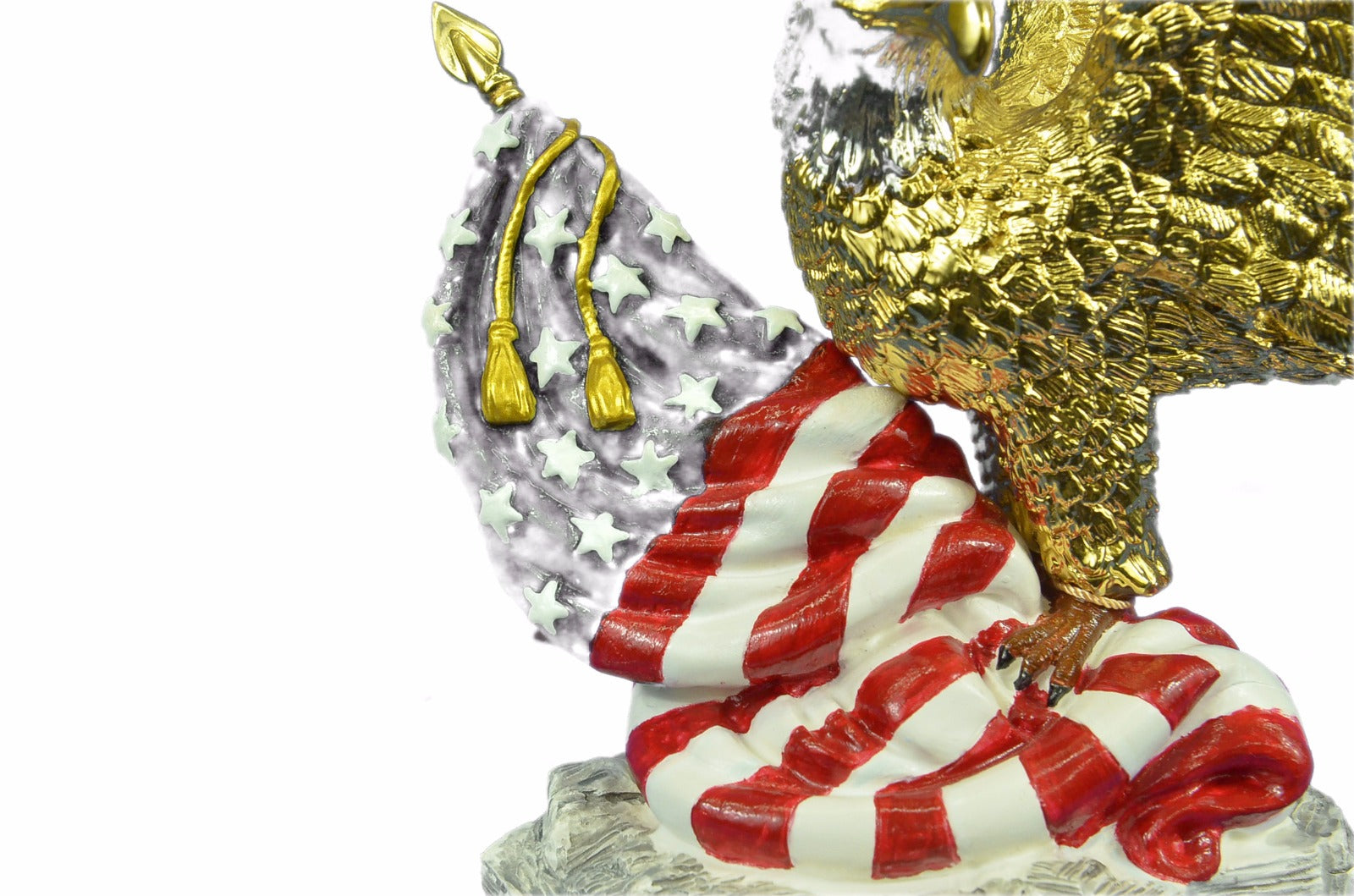 24K Gold Covered Bronze American Eagle with YSA Flag Sculpture Figurine Figure