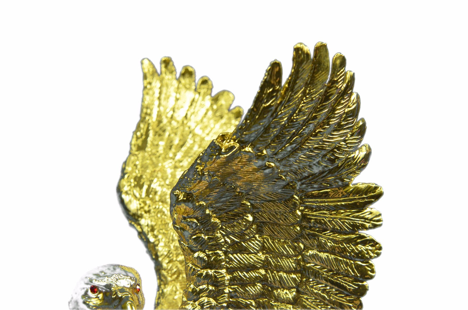 24K Gold Covered Bronze American Eagle with YSA Flag Sculpture Figurine Figure