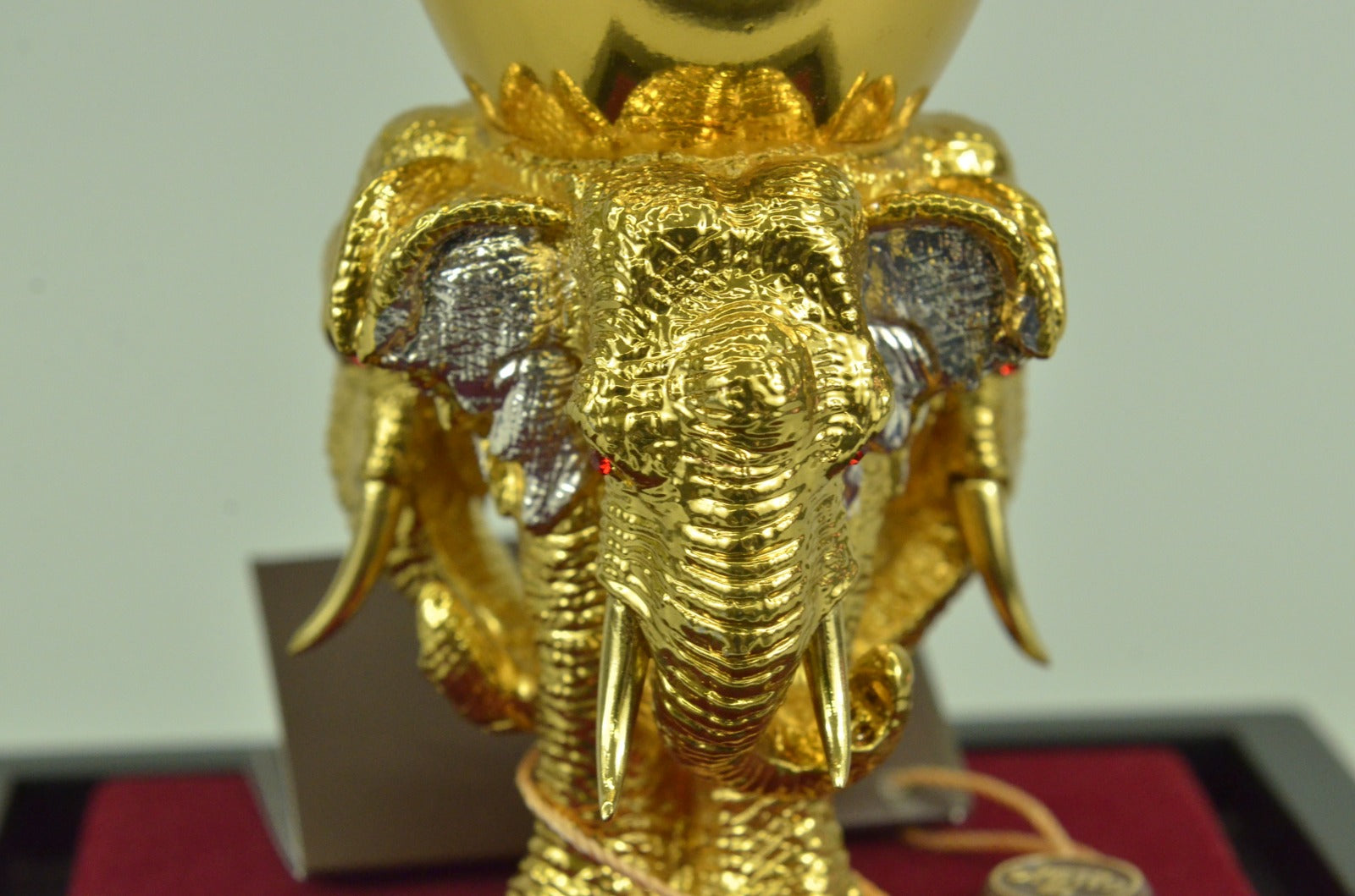 Hot Cast Sitting Elephant on Egg Sign of Prosperity 24K Gold Bronze Sculpture