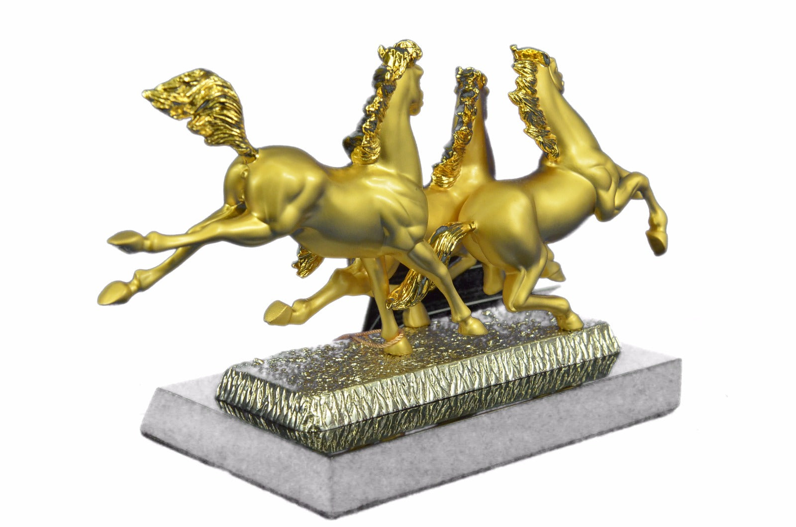 24K Gold Hot Cast Horses Classic Masterpiece Collectible Artwork Bronze Figurine