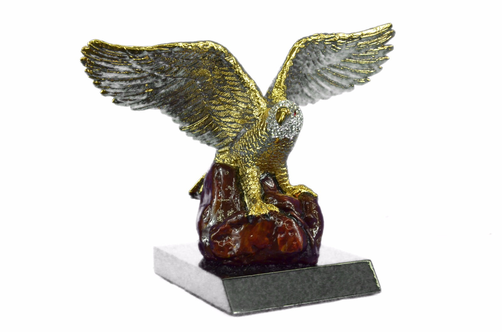24K Gold Covered Real Bronze with Ruby and Cubic Zirconi Sculpture Statue Figure