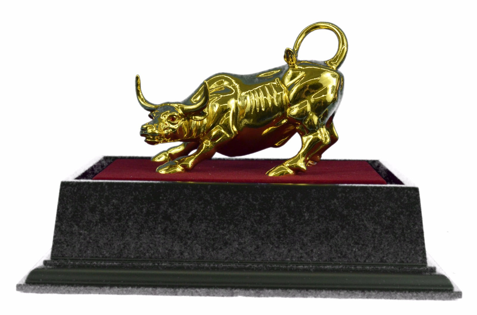 Hot Cast 24K Gold Plated Stock Market Bull Handcrafted Sculpture Figurine Figure