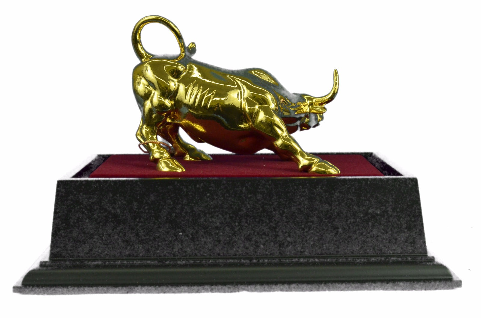 Hot Cast 24K Gold Plated Stock Market Bull Handcrafted Sculpture Figurine Figure
