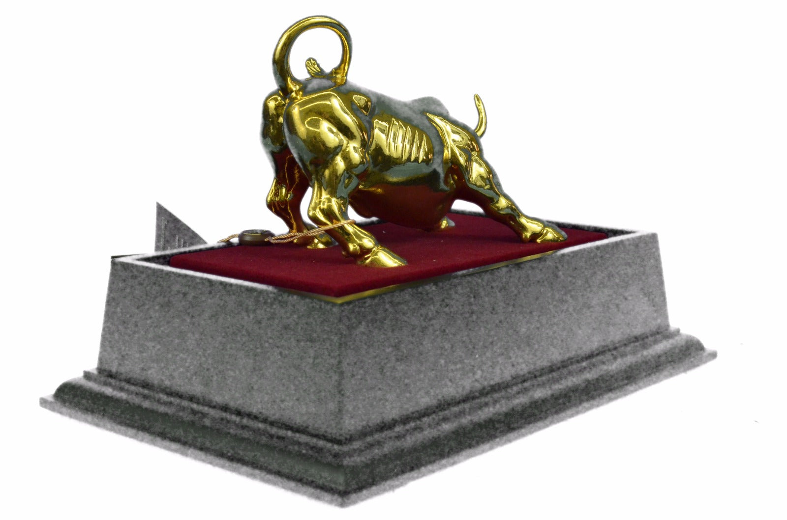 Hot Cast 24K Gold Plated Stock Market Bull Handcrafted Sculpture Figurine Figure
