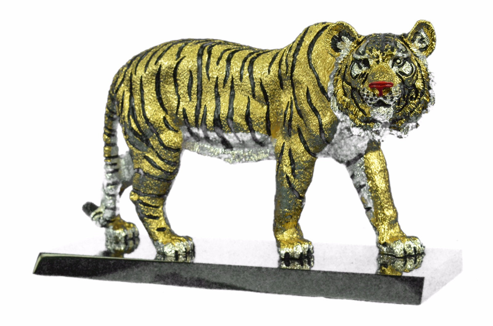 Tiger Hunt Safari Asian Wildlife Bronze Statue Sculpture 24K Gold Sculpture Gift