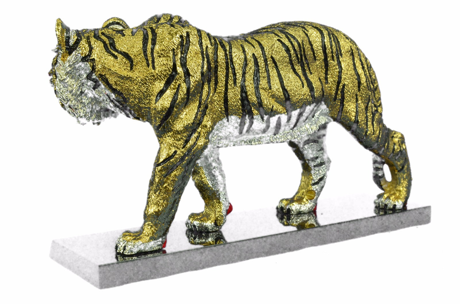 Tiger Hunt Safari Asian Wildlife Bronze Statue Sculpture 24K Gold Sculpture Gift