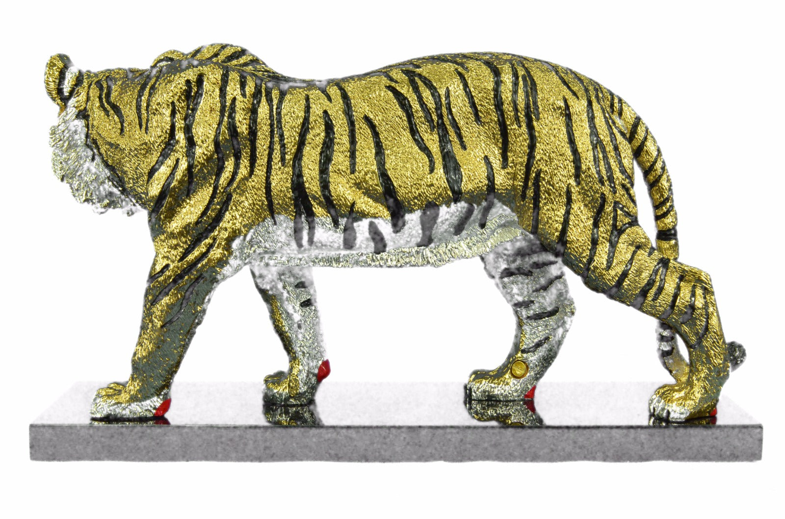 Tiger Hunt Safari Asian Wildlife Bronze Statue Sculpture 24K Gold Sculpture Gift