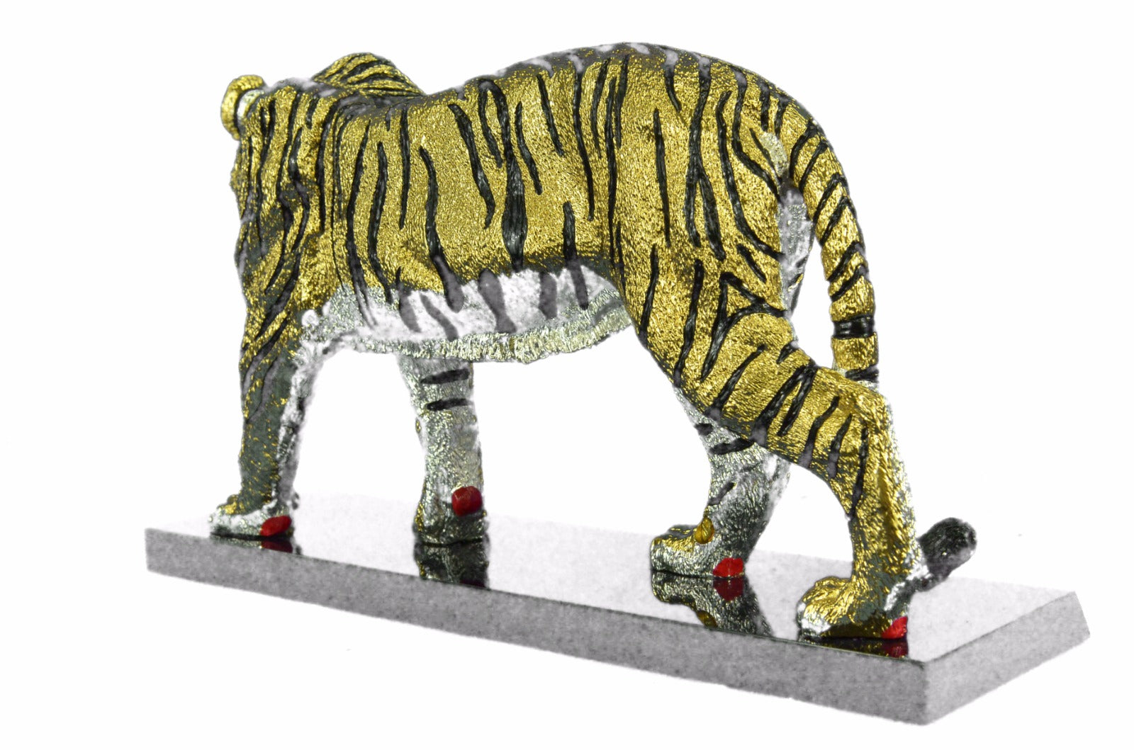 Tiger Hunt Safari Asian Wildlife Bronze Statue Sculpture 24K Gold Sculpture Gift