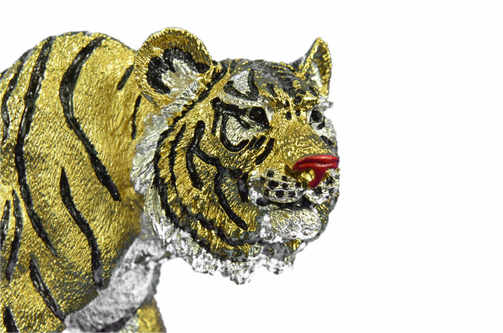 Tiger Hunt Safari Asian Wildlife Bronze Statue Sculpture 24K Gold Sculpture Gift