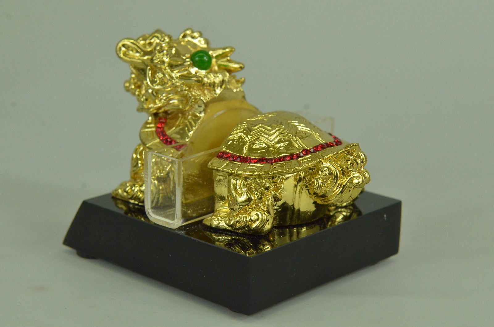 Hot Cast 24K gold Plated dragon tortoise with Rubies Jewelry Gift Valentine Day