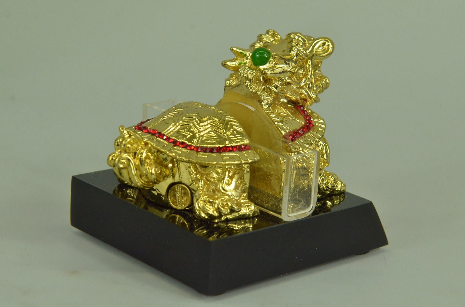 Hot Cast 24K gold Plated dragon tortoise with Rubies Jewelry Gift Valentine Day