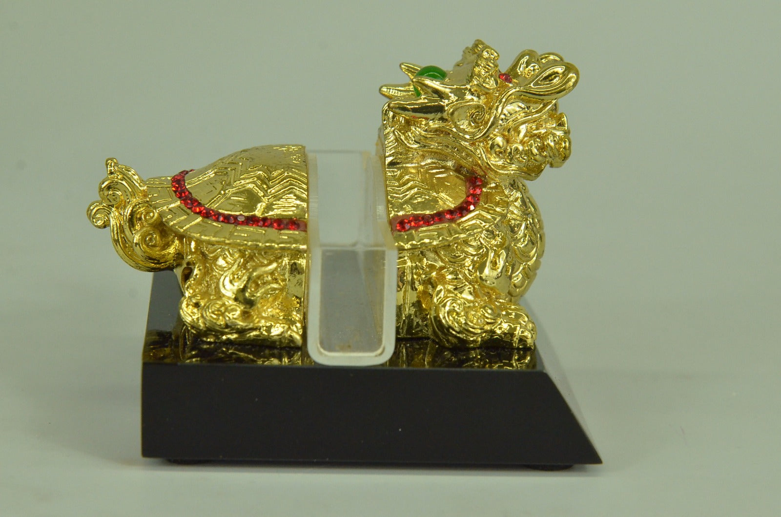 Hot Cast 24K gold Plated dragon tortoise with Rubies Jewelry Gift Valentine Day