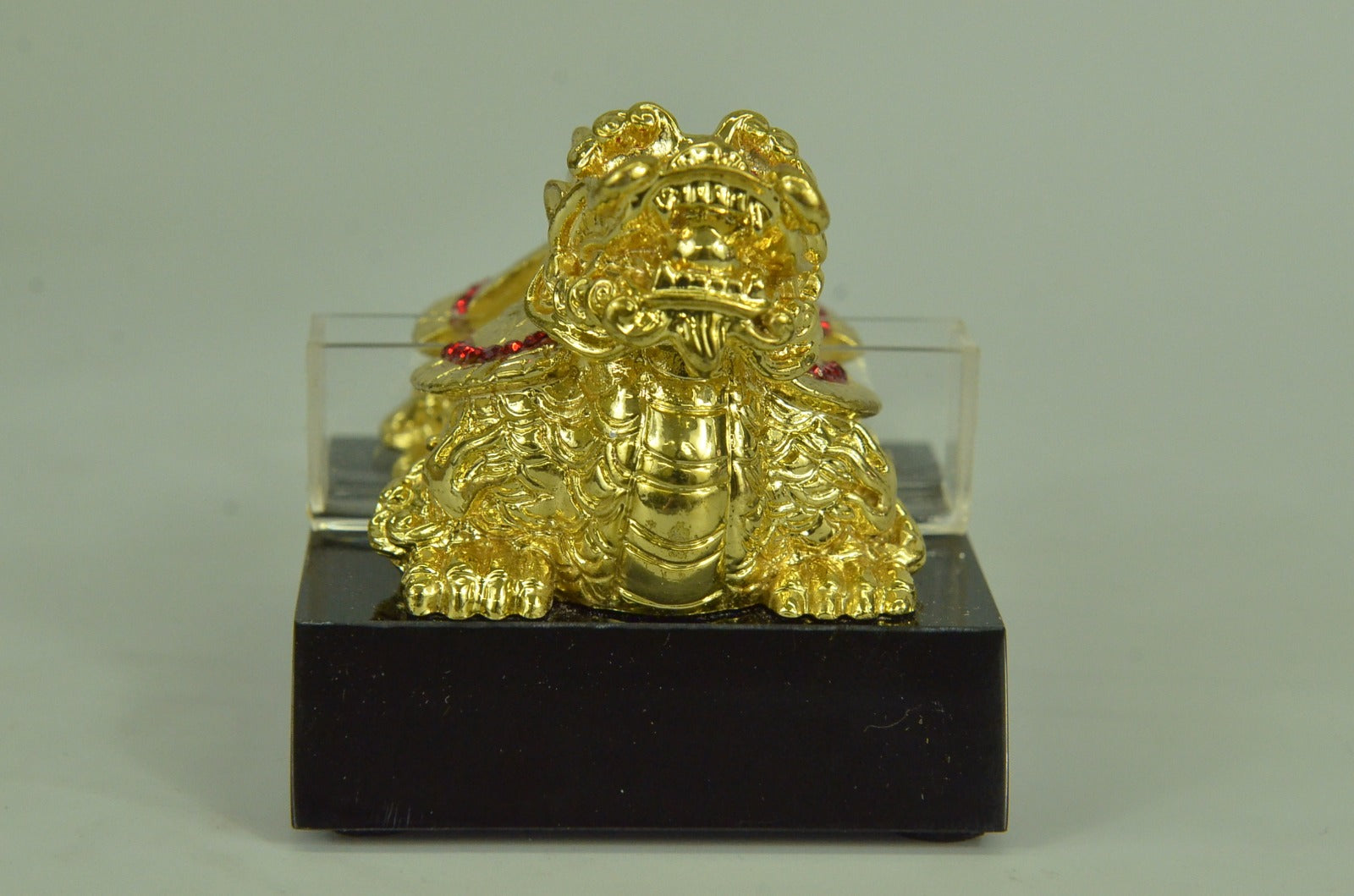 Hot Cast 24K gold Plated dragon tortoise with Rubies Jewelry Gift Valentine Day