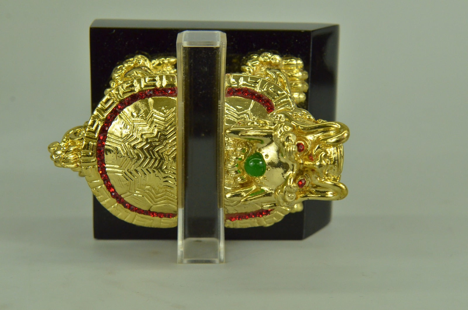 Hot Cast 24K gold Plated dragon tortoise with Rubies Jewelry Gift Valentine Day