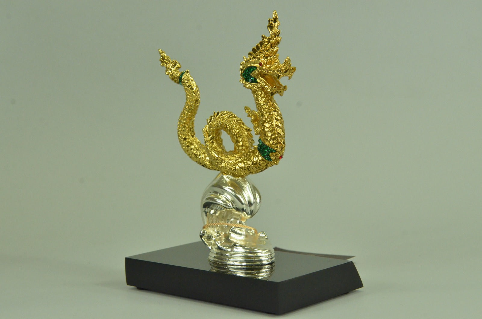 24K Gold Old Chinese Bronze Fengshui Dragon Loong Success Sculpture Statue Gift