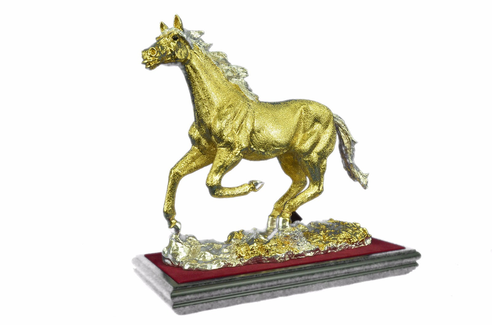 24K Gold Classic Arabian Horse Triple Crown Derby Winner Bronze Statue Figurine