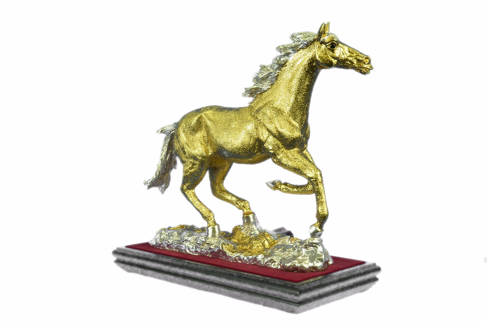 24K Gold Classic Arabian Horse Triple Crown Derby Winner Bronze Statue Figurine