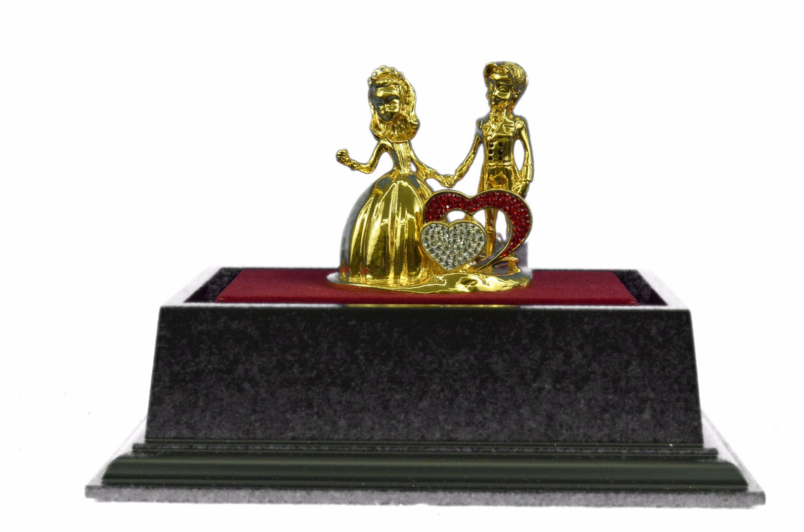24K Gold Plated Mam Woman Marriage Hot Cast Bronze Sculpture Glass Display Decor