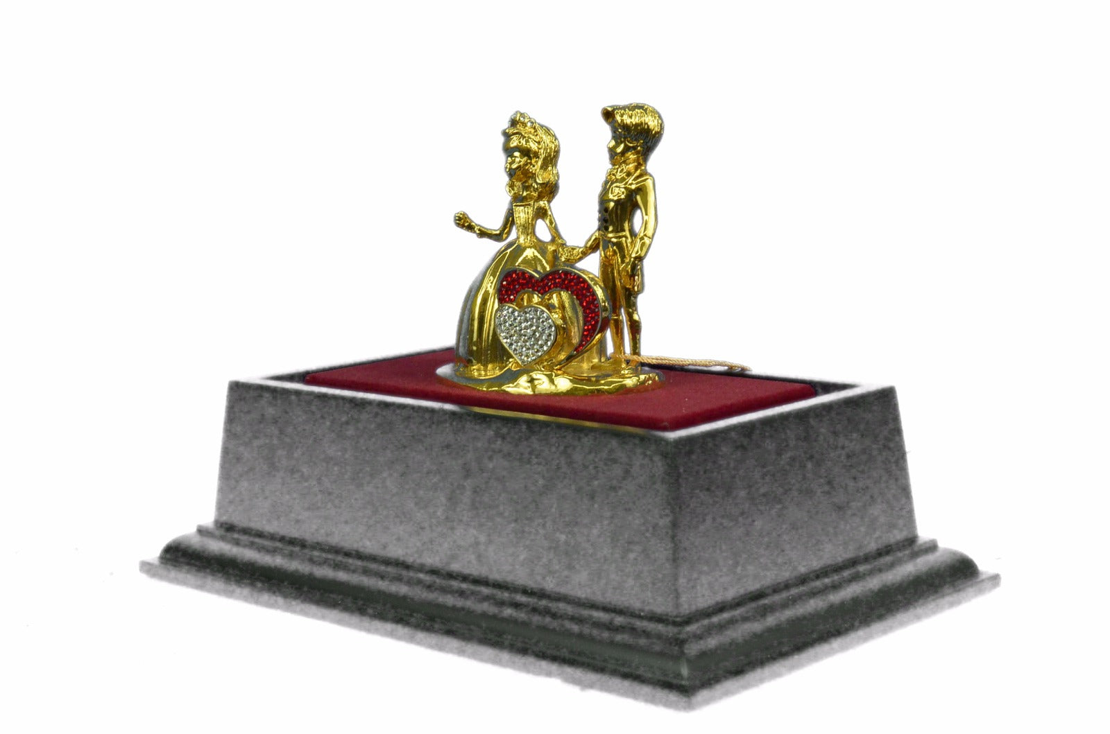 24K Gold Plated Mam Woman Marriage Hot Cast Bronze Sculpture Glass Display Decor