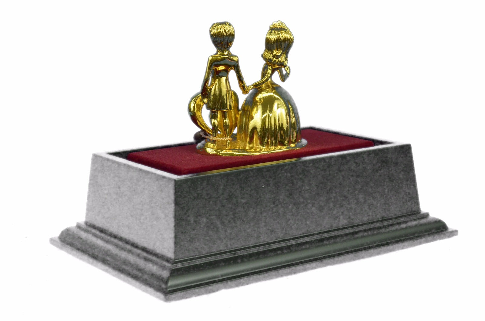 24K Gold Plated Mam Woman Marriage Hot Cast Bronze Sculpture Glass Display Decor