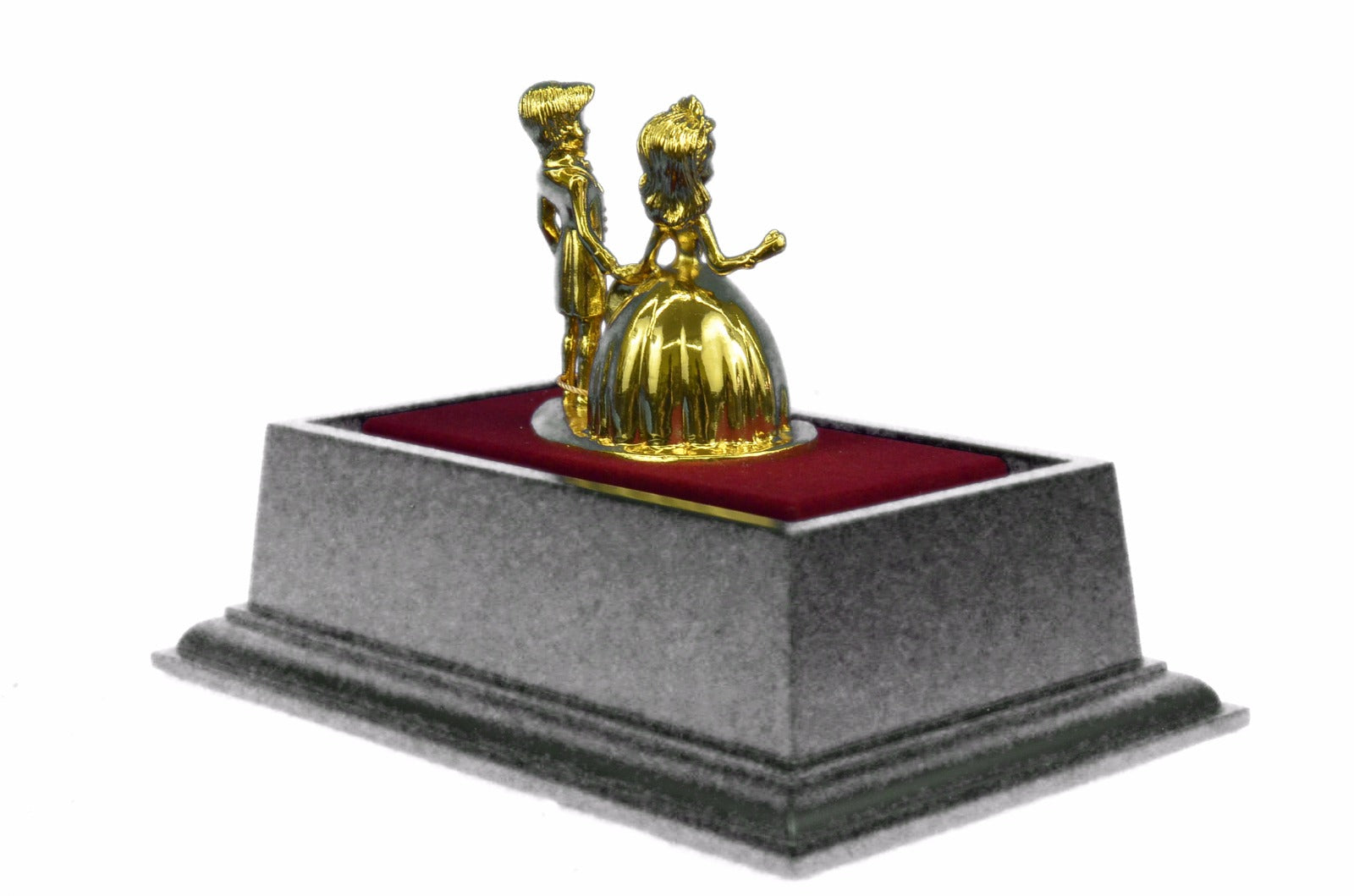 24K Gold Plated Mam Woman Marriage Hot Cast Bronze Sculpture Glass Display Decor
