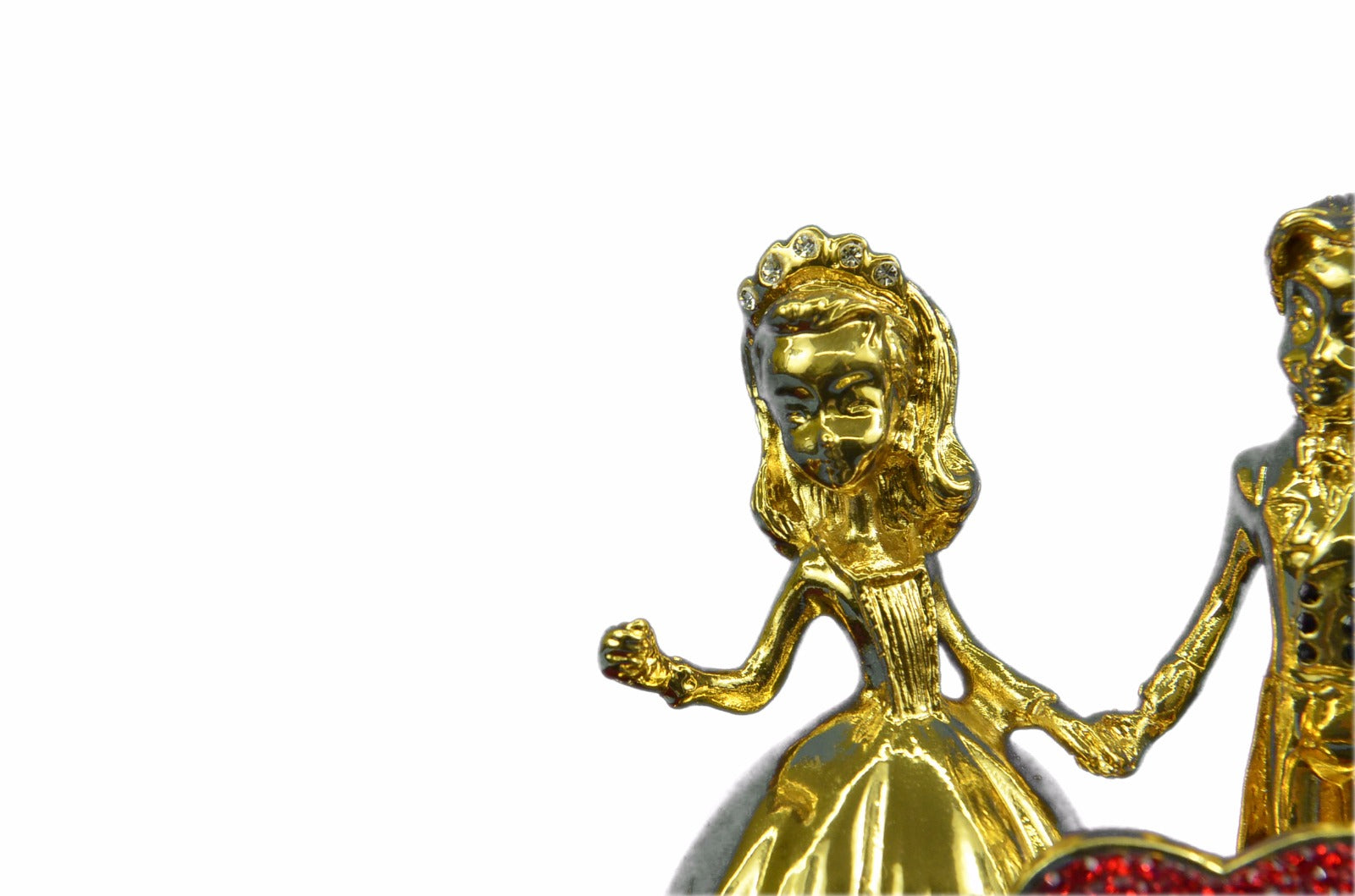 24K Gold Plated Mam Woman Marriage Hot Cast Bronze Sculpture Glass Display Decor