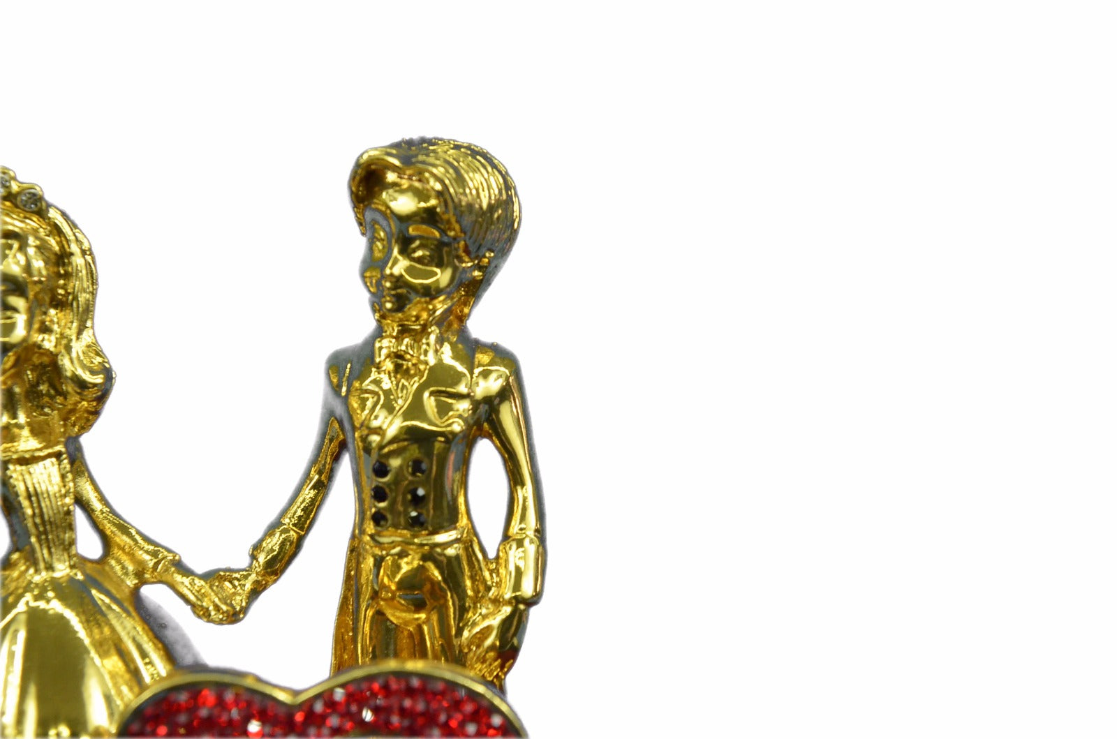 24K Gold Plated Mam Woman Marriage Hot Cast Bronze Sculpture Glass Display Decor