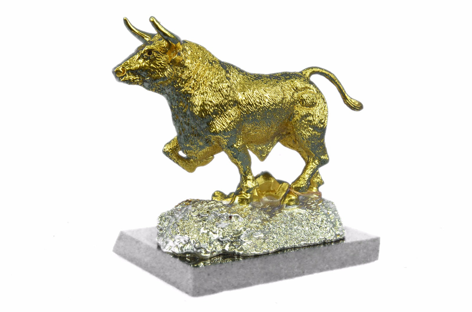 Classical Bronze Bullfight Corrida Oxen Bull Animals Statue 24K Gold Silver